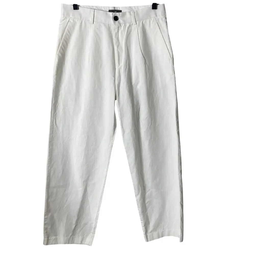 H&M Pants Womens 30 White Linen Blend Career Relaxed fit